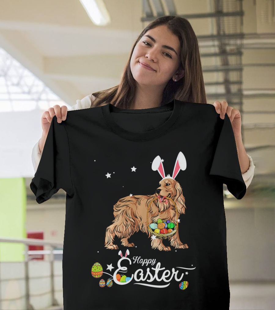 Cocker Spaniel Happy Easter Bunny Hat with Eggs T-Shirt