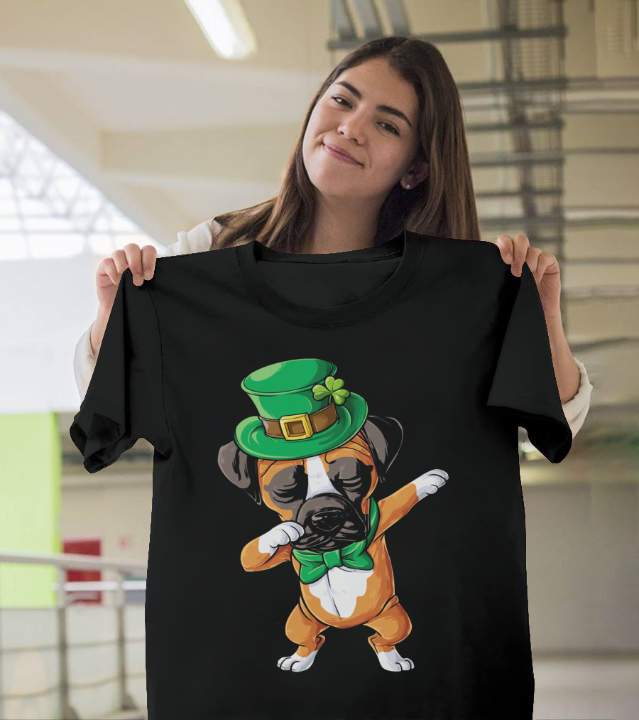 Leprechaun Hat Dabbing Boxer Dog St. Patrick's Day T-Shirt