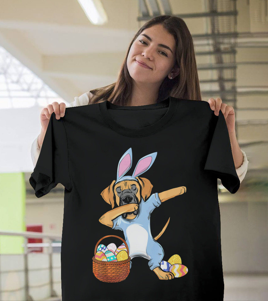 Easter Bunny Dabbing Great Dane with Basket of Eggs Girls T-Shirt