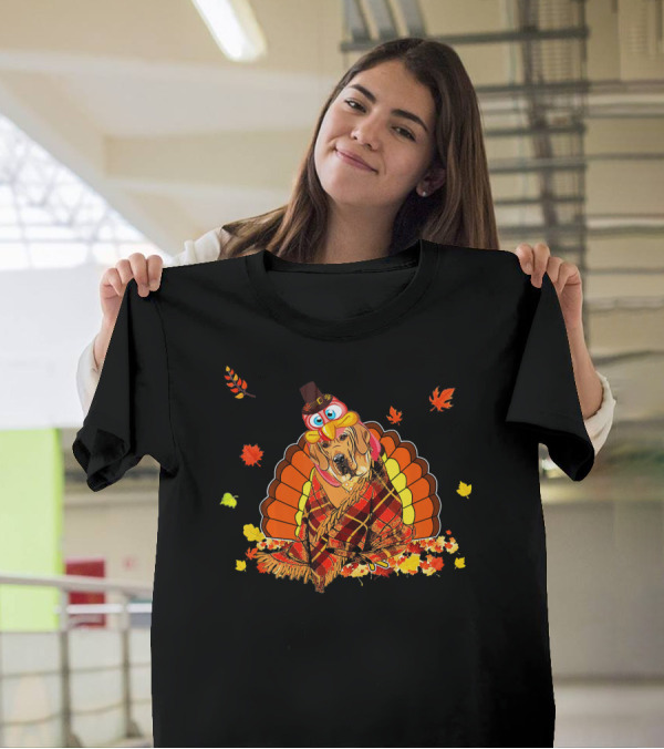 Great Dane Thanksgiving Turkey Autumn Leaves T-Shirt