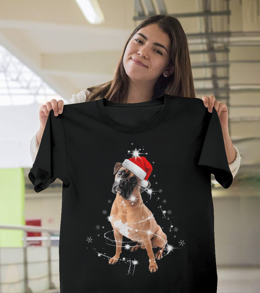 Funny Santa Boxer Dog with Christmas Tree Magic T-Shirt