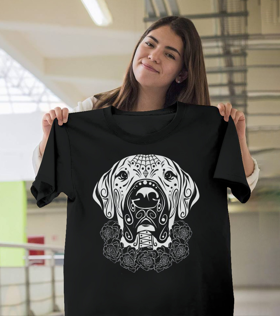 Great Dane Dog Dia De Los Muertos Sugar Skull T-Shirt