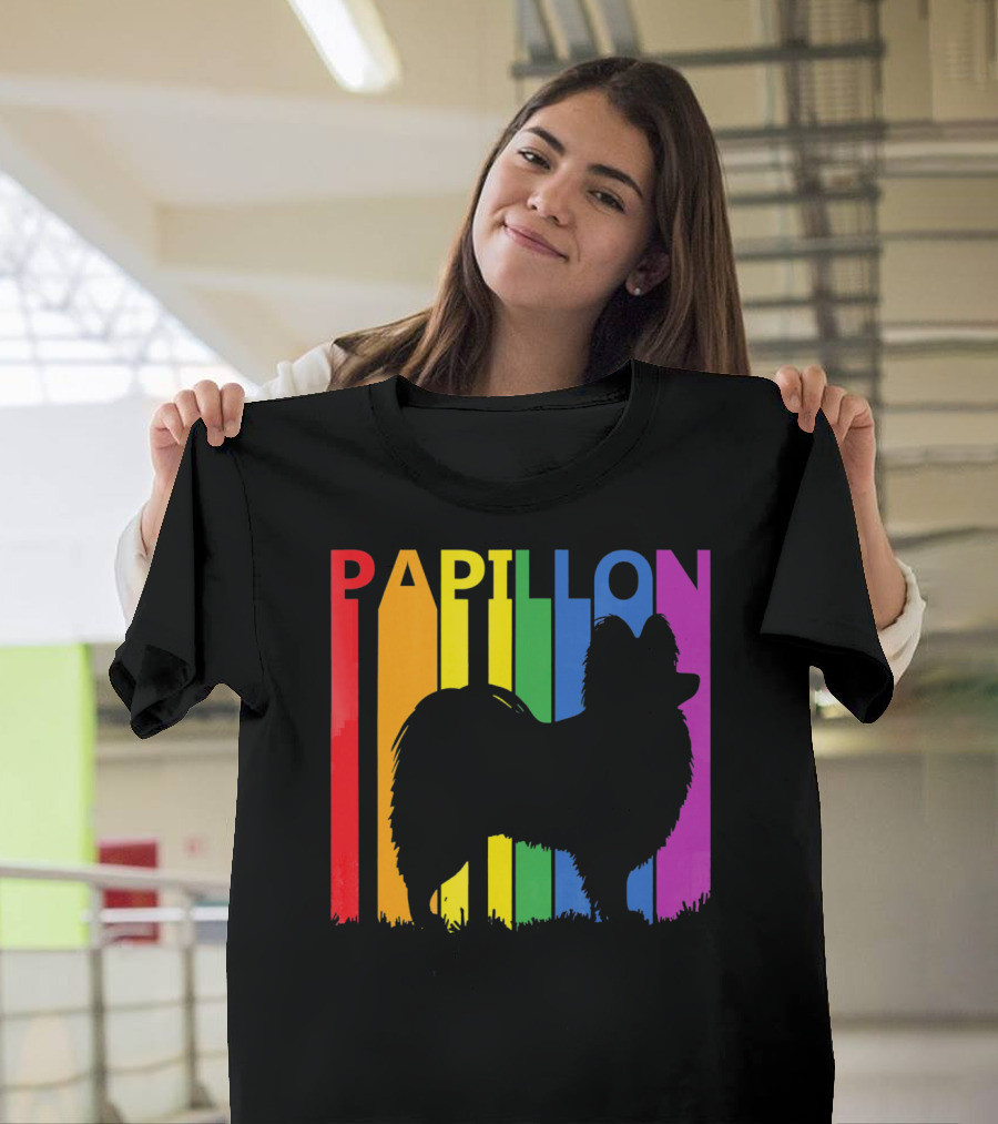 Papillon Dog Lover Rainbow T-Shirt