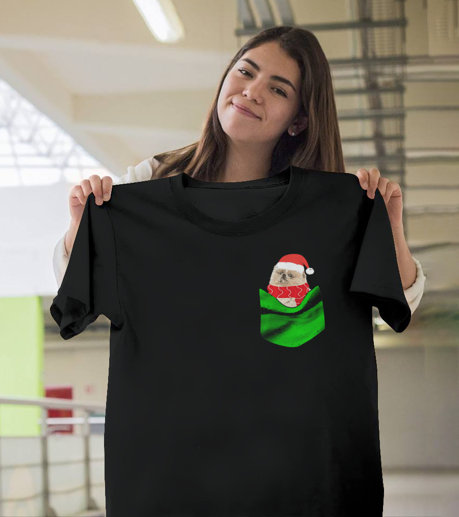 Funny Pomeranian Christmas Dog Santa Hat in Your Pocket T-Shirt