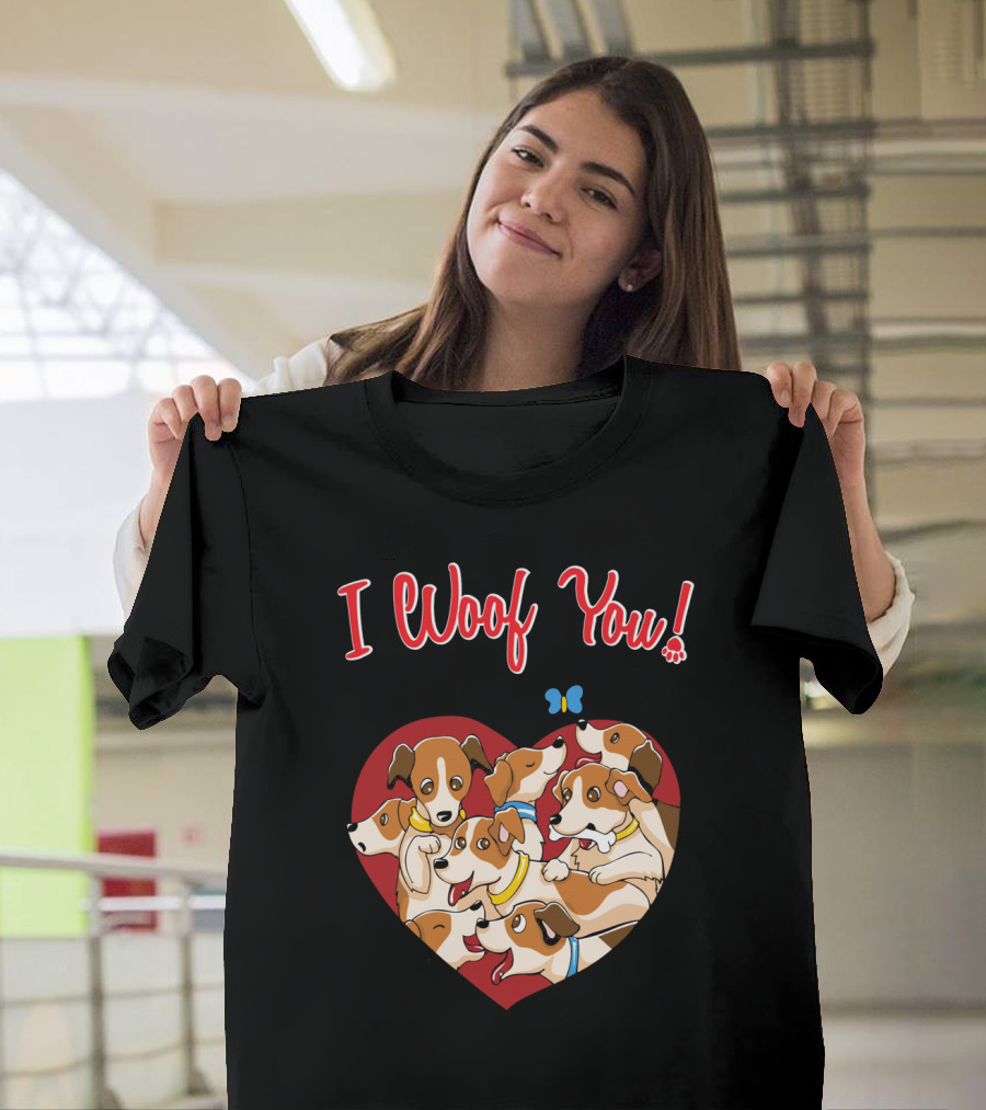 Jack Russell Terrier I Woof You Valentine T-Shirt