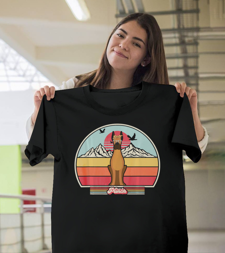 Paws and Punch Great Dane Retro Mountains Sunburst T-Shirt