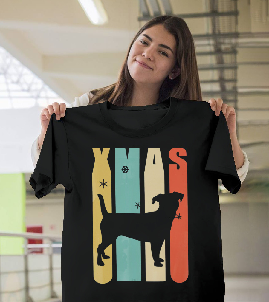 Xmas Jack Russell Dog Vintage Silhouette Snowflakes T-Shirt