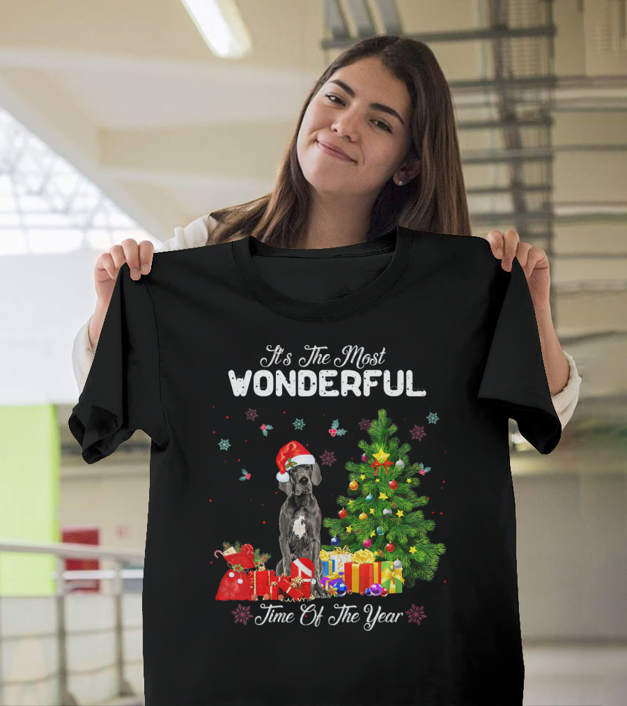 It's The Most Wonderful Time Of The Year Christmas Tree Dog Gifts T-Shirt