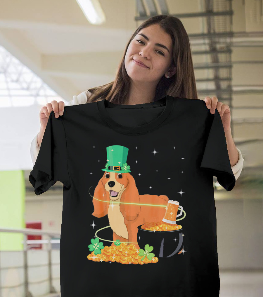 Shamrock Gold American Cocker Spaniel St. Patrick's Day Pot of Gold T-Shirt