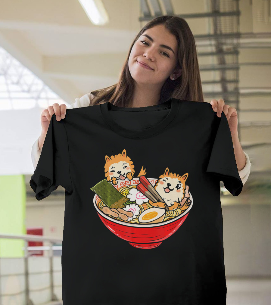 Pomeranian Kawaii Ramen Bowl Japanese Cuisine T-Shirt