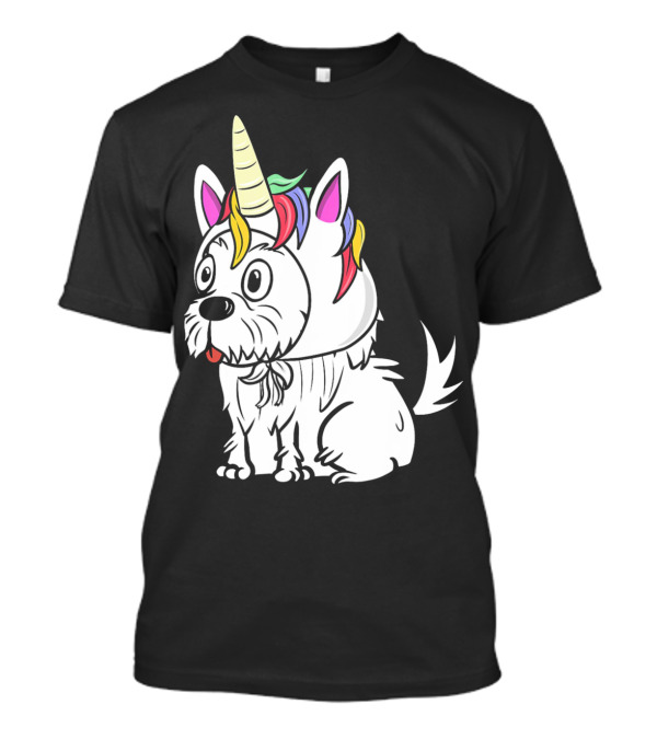Maltese Dog In Unicorn Hat With Funny Expression T-Shirt