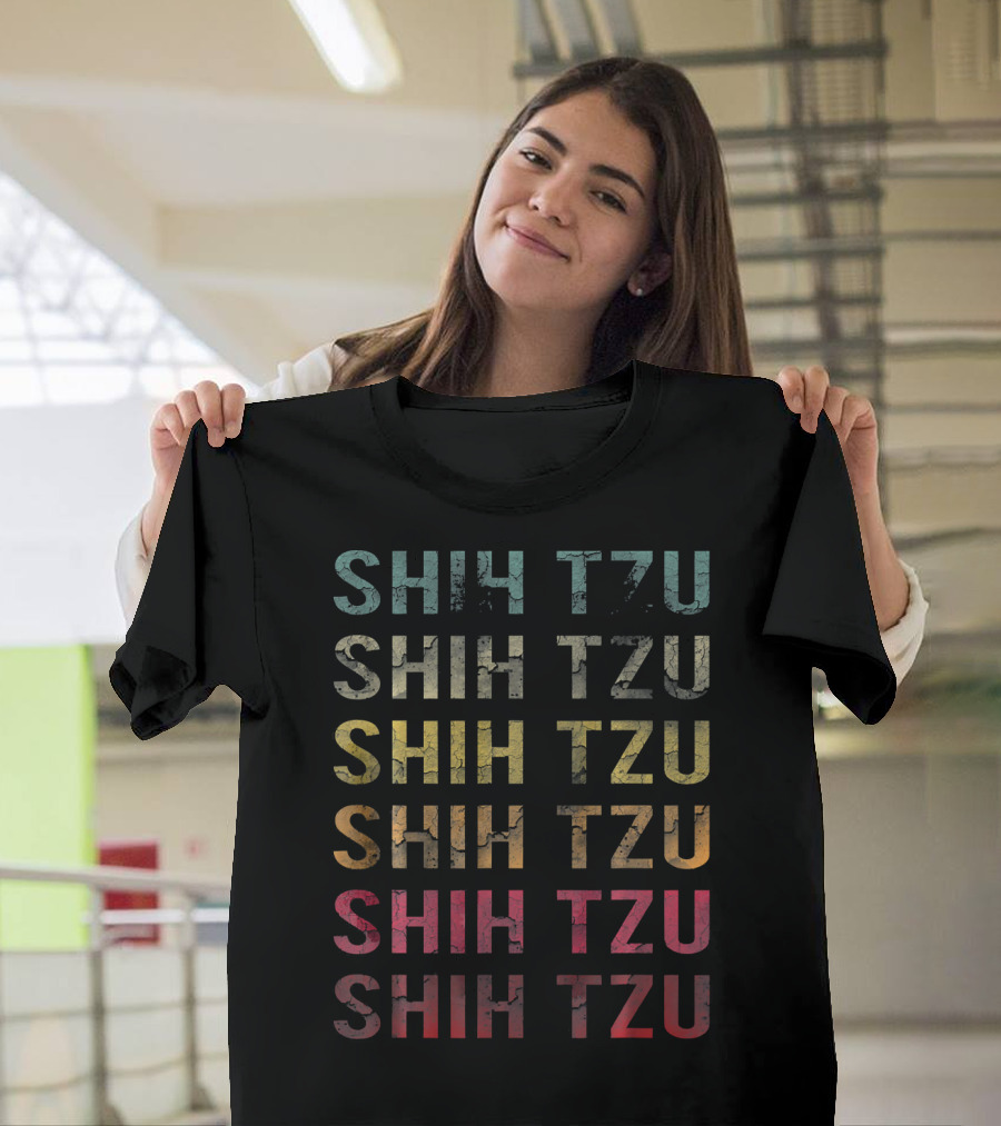 Vintage Distressed Shih Tzu Retro Word T-Shirt