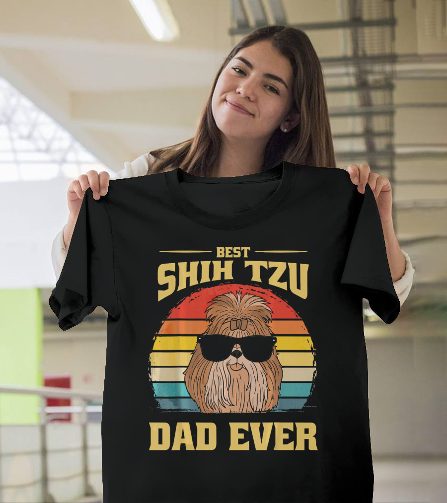Best Shih Tzu Dad Ever Retro Sunglasses T-Shirt