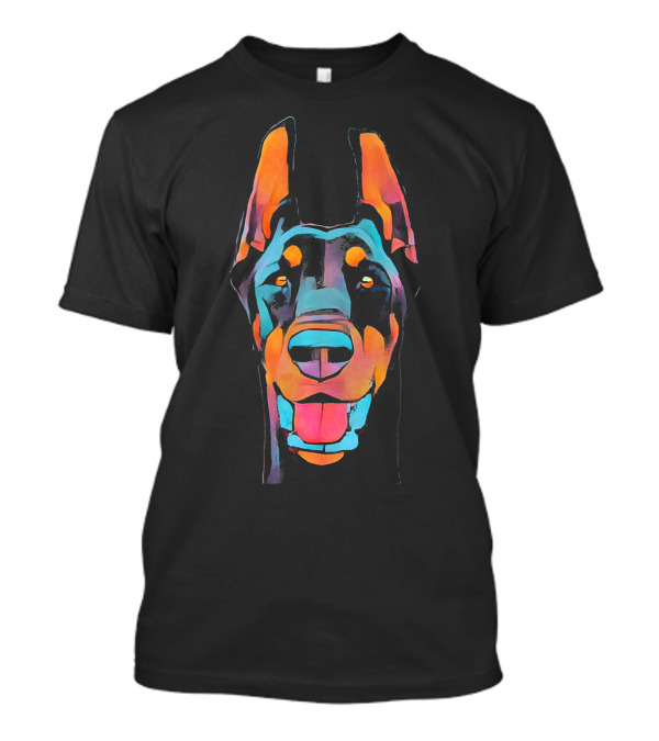 Doberman Pinscher Comic Style Do Vibrant Pop Art Canine Face T-Shirt