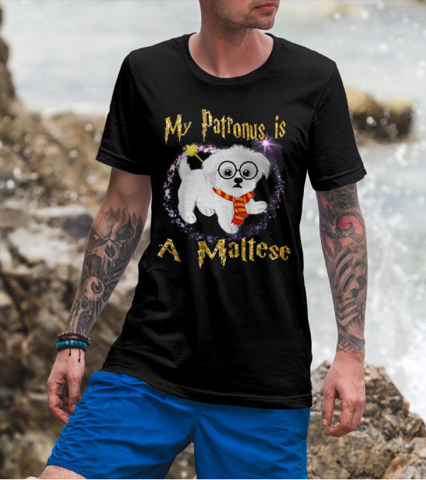 My Patronus Is A Maltese Magic Dog With Glasses And Scarf T-Shirt