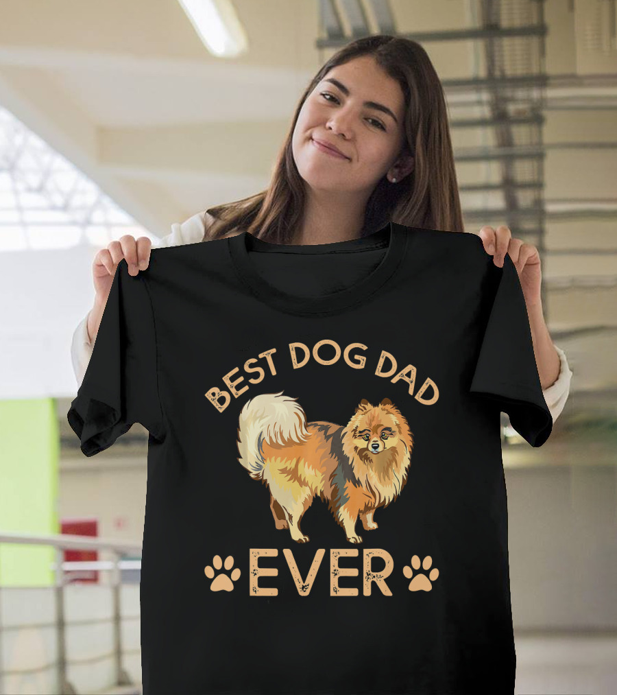 Best Dog Dad Ever Pomeranian Paw Prints T-Shirt