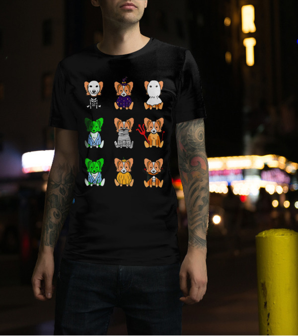 Papillon Dog Lover Halloween Witch Ghost Mummy Devil Pumpkin Vampire Skeleton Styles T-Shirt