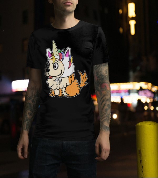 Pomicorn Funny Pomeranian Unicorn Costume Rainbow Horn T-Shirt