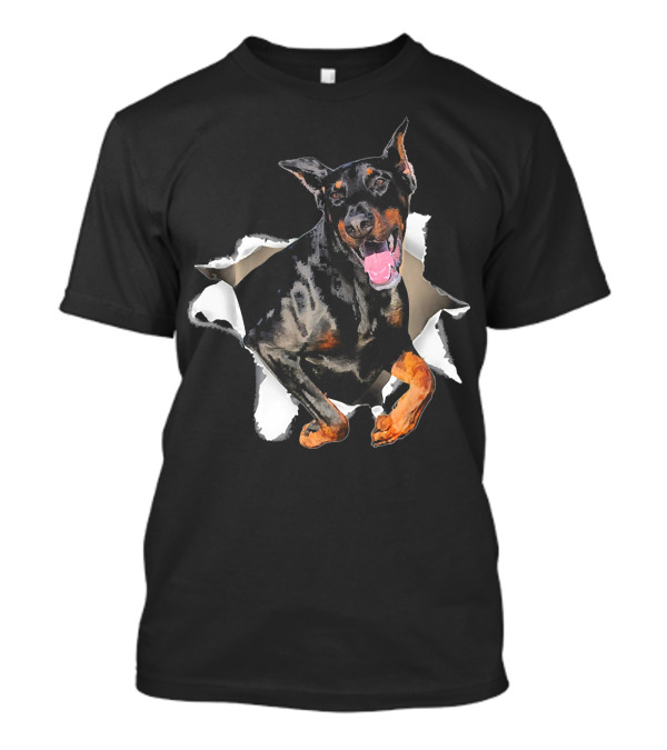 Doberman Torn Hole Inside Dog Mid T-Shirt