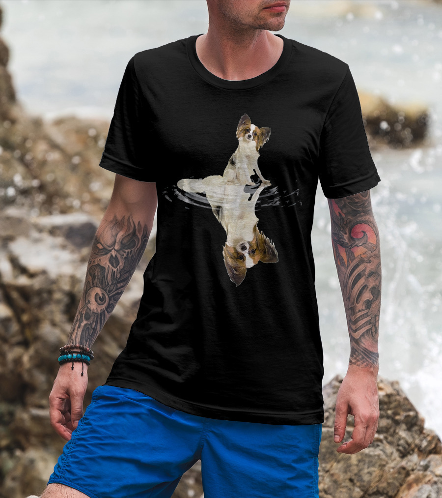 Papillon Reflection Father Dog Humor T-Shirt