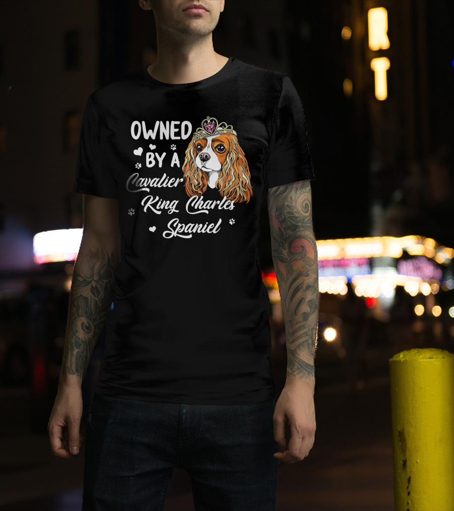 OWNED BY A CAVALIER KING CHARLES SPANIEL WITH CROWN AND HEARTS T-Shirt