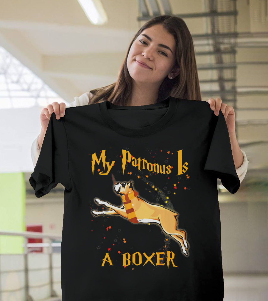 My Patronus Is a Boxer Dog with Wizard Theme and Stars T-Shirt