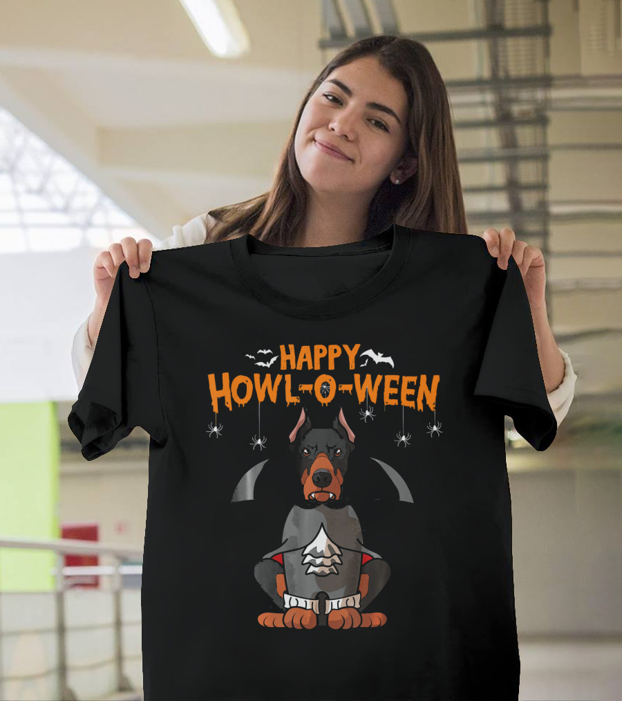 Happy Howl-O-Ween Doberman Pinscher Vampire Costume T-Shirt