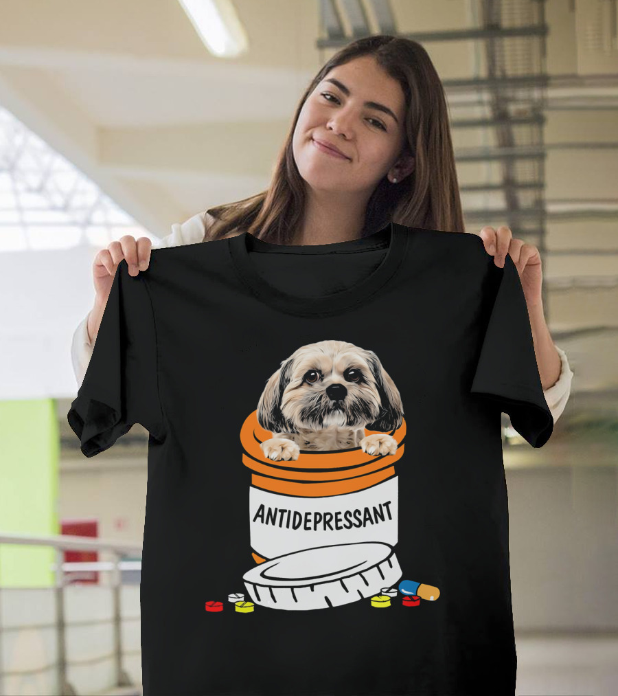 Shih Tzu Antidepressant Prescription Pill Bottle T-Shirt