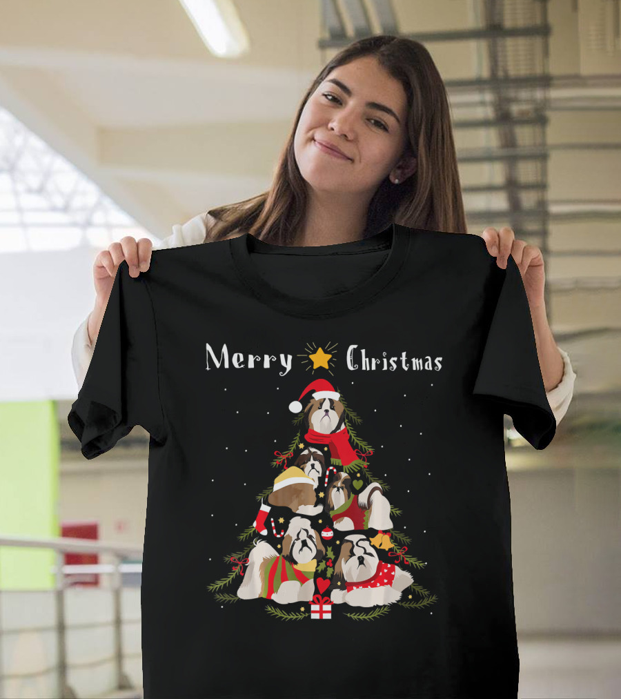 Merry Christmas Shih Tzu Tree T-Shirt