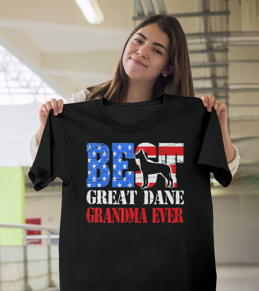 BEST Great Dane Grandma Ever American Flag Dog T-Shirt