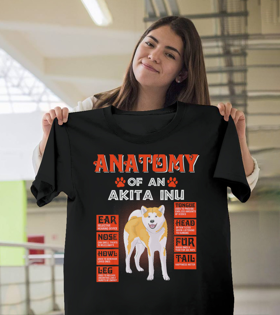 ANATOMY OF AN AKITA INU EAR NOSE HOWL LEG TONGUE HEAD FUR TAIL T-Shirt