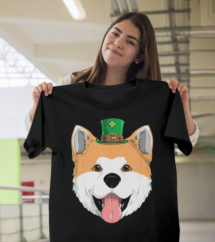Akita Dog St Patricks Day Leprechaun Hat Pup Shamrock T-Shirt