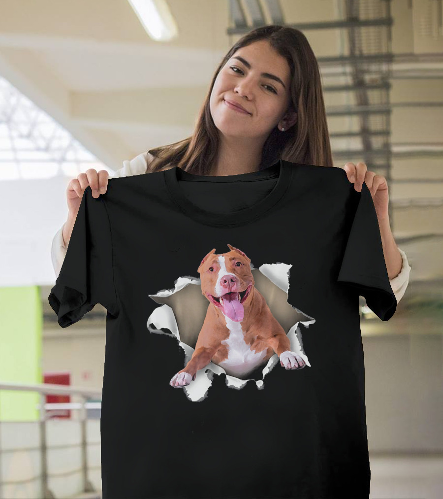 American Pit Bull Terrier Torn Inside Dog T-Shirt