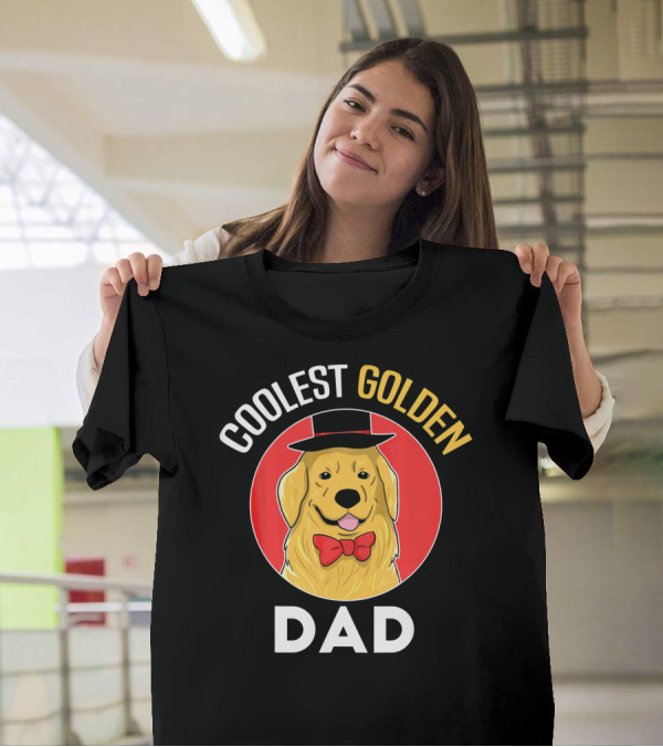 Coolest Golden Retriever Dad Bow Tie Top Hat T-Shirt