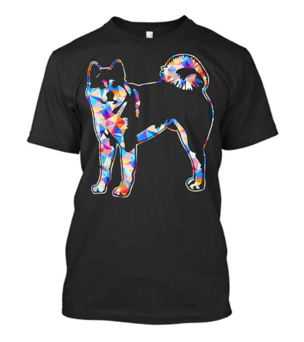Akita Geometric Multicolor Patterned Dog T-Shirt