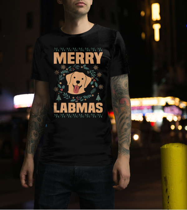 Merry Labmas Funny Labrador Retriever Dog Ugly Christmas T-Shirt