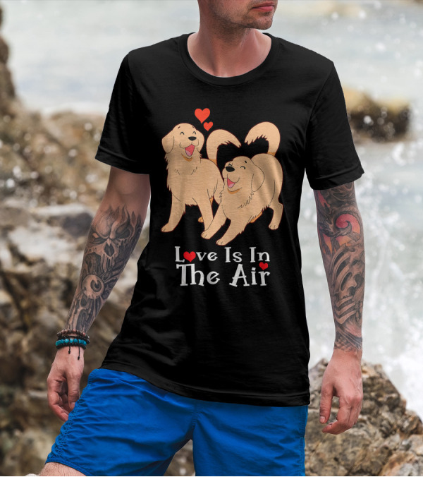 Golden Retriever Love Is In The Air Valentines Day T-Shirt