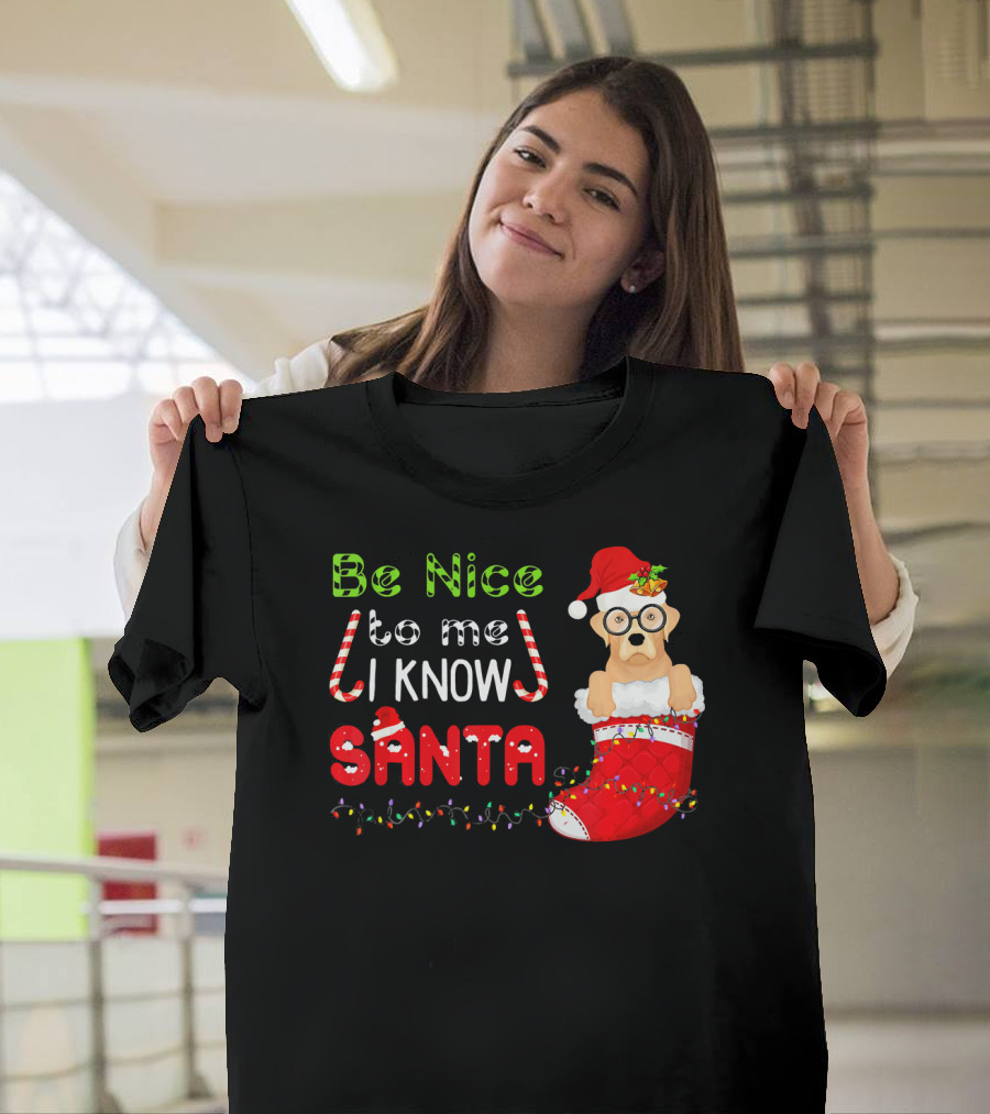 Be Nice To Me I Know Santa Labrador Christmas Stocking T-Shirt