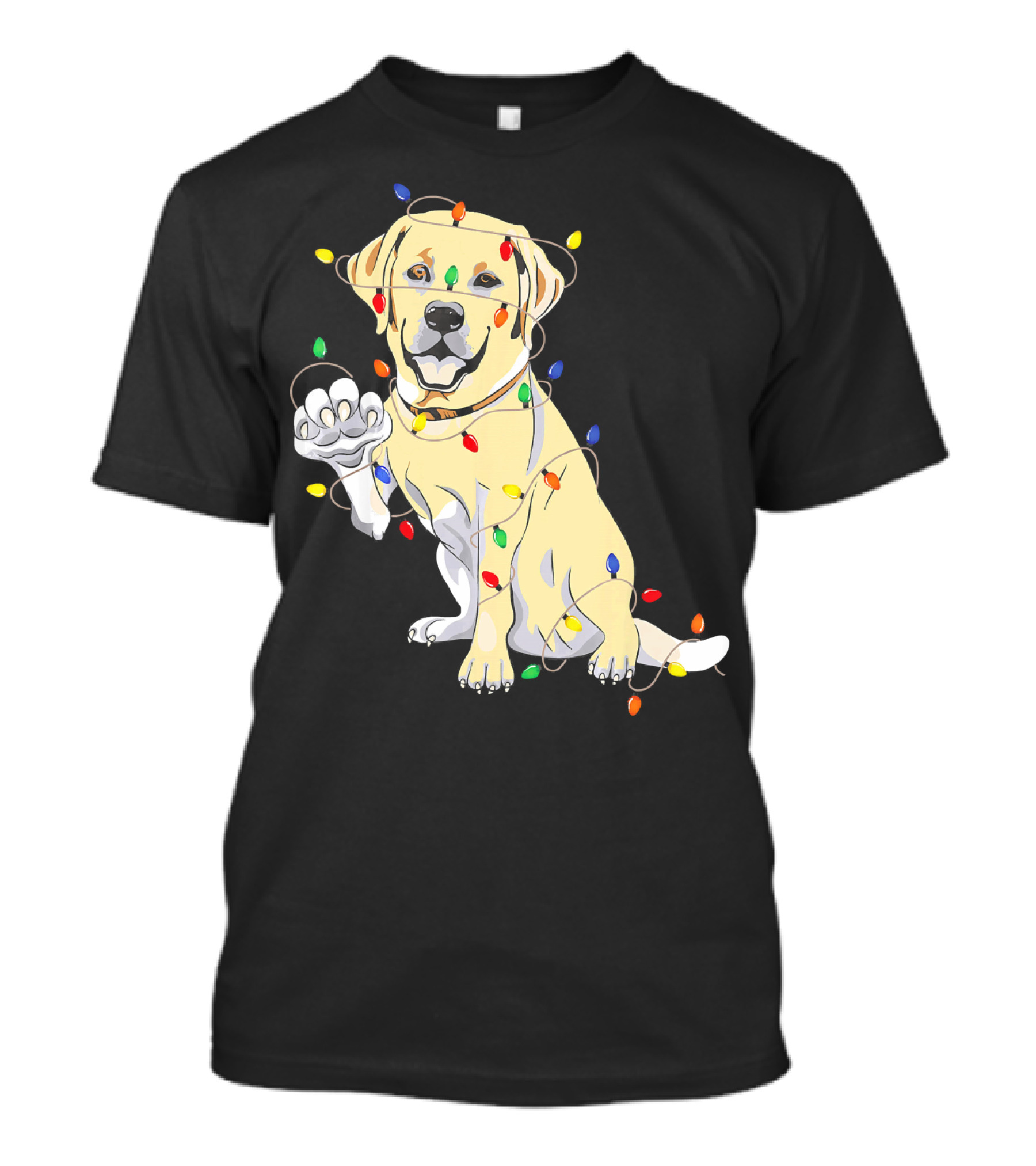 Christmas With Labrador Retriever Wrapped In Holiday Lights T-Shirt
