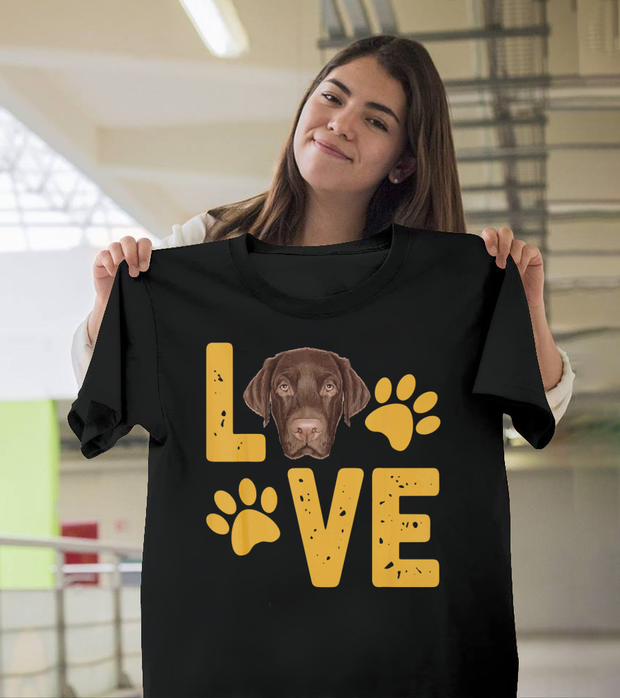 LOVE Chocolate Lab Labrador Retriever Paw Prints T-Shirt