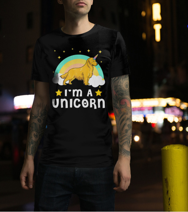 I'm A Unicorn Golden Retriever Rainbow Stars T-Shirt