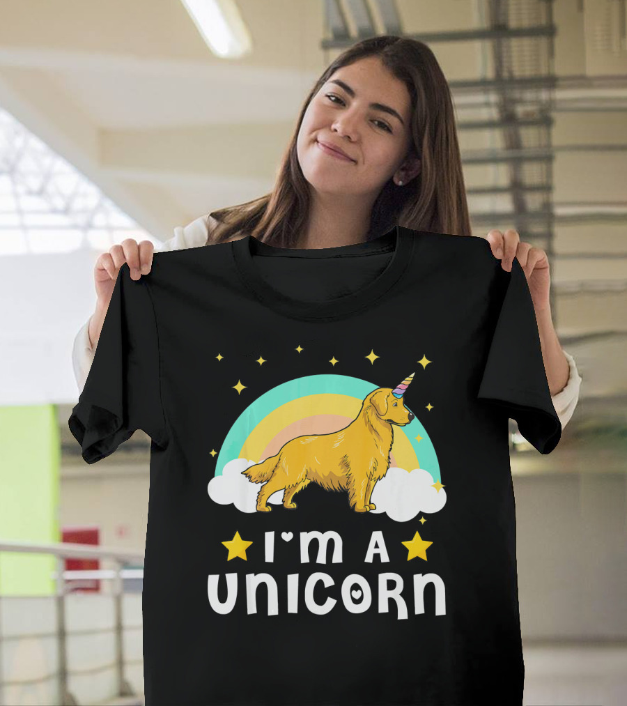 I'm A Unicorn Golden Retriever Rainbow Stars T-Shirt