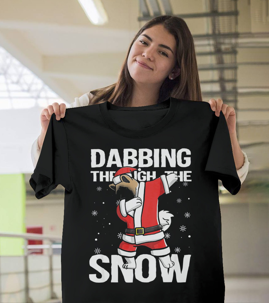 Dabbing Through the Snow Akita Santa Claus T-Shirt