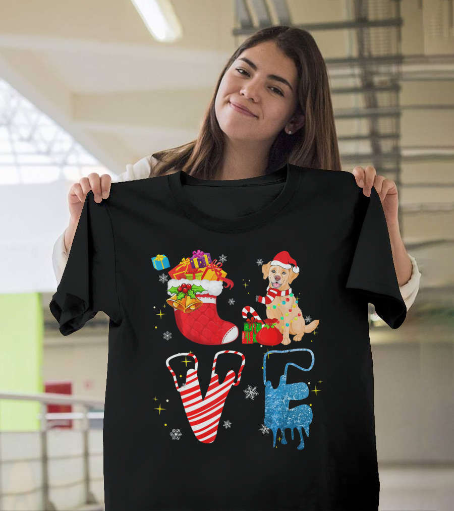 Labrador Retriever Love Christmas Stocking Gifts Merry T-Shirt