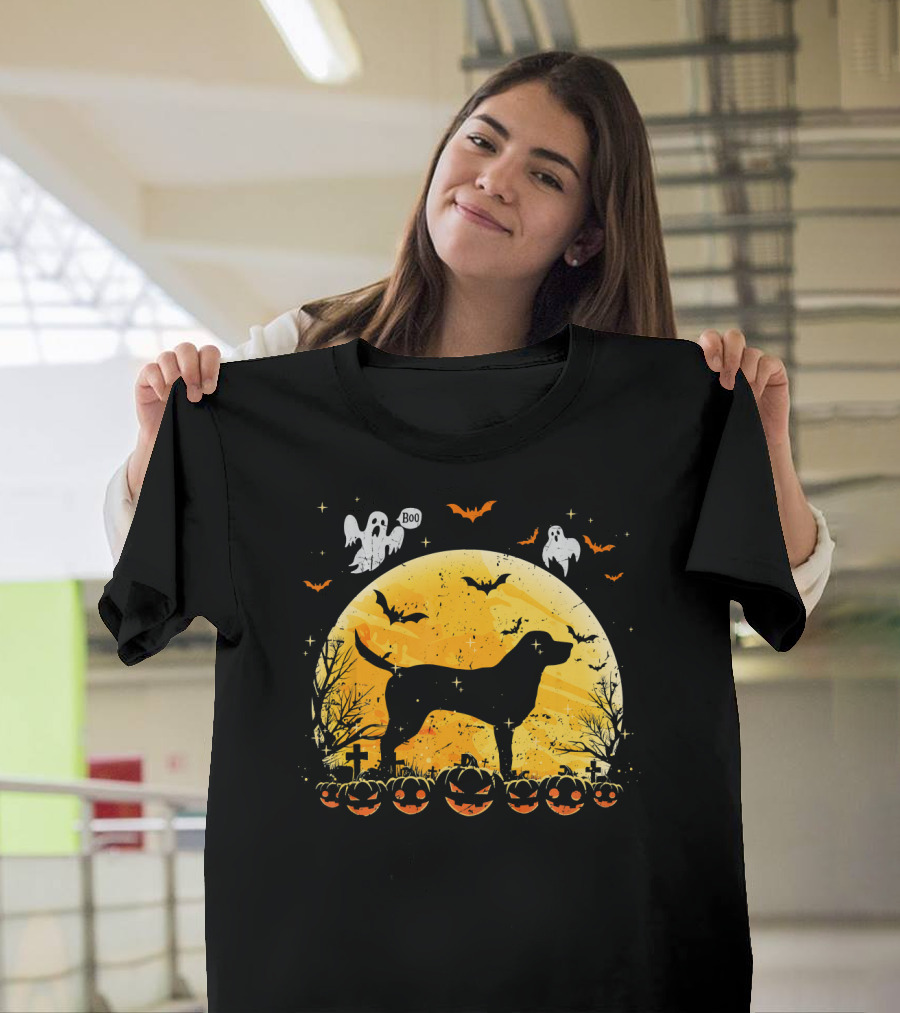 Labrador Retriever Lover Halloween Moon Ghosts and Pumpkins T-Shirt
