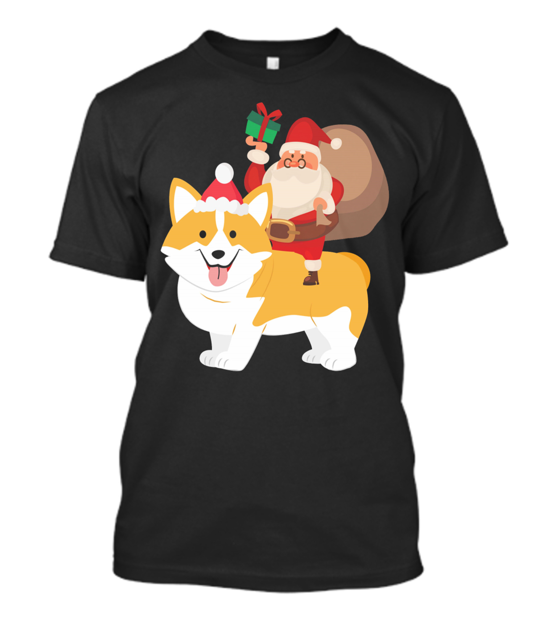 Santa Riding Akita Inu With Sack And Present T-Shirt