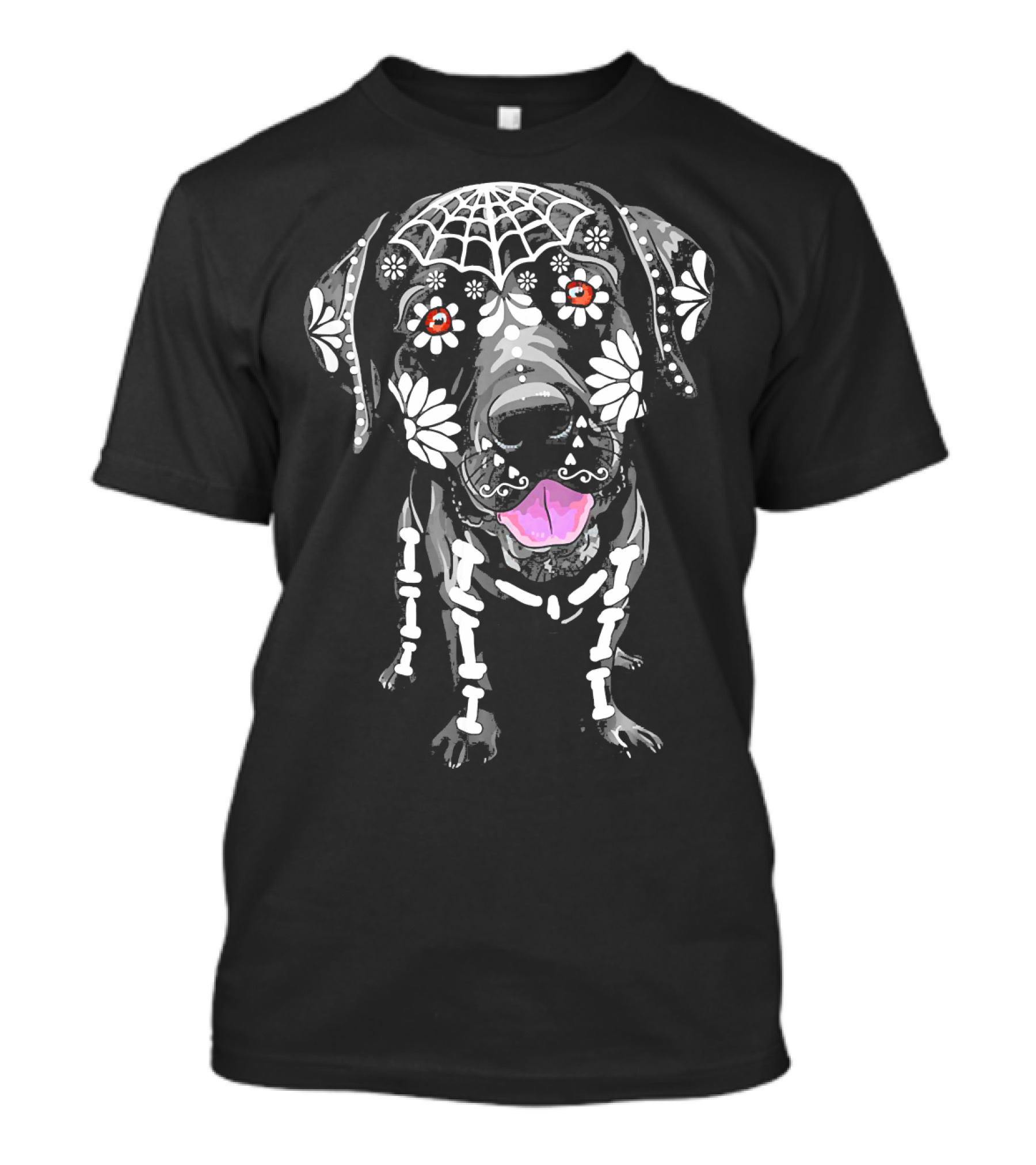 Labrador Retriever Sugar Skull Skeleton Day Of The Dead T-Shirt