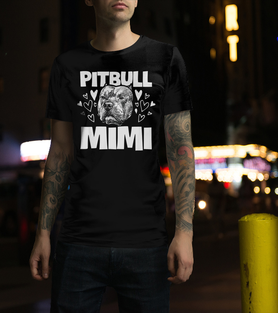 Pit Bull Mimi Heart Design Matching Family Dog T-Shirt