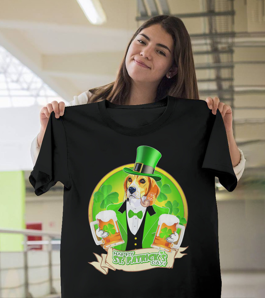 Beagle Happy St. Patrick's Day Celebration with Shamrock Ale T-Shirt