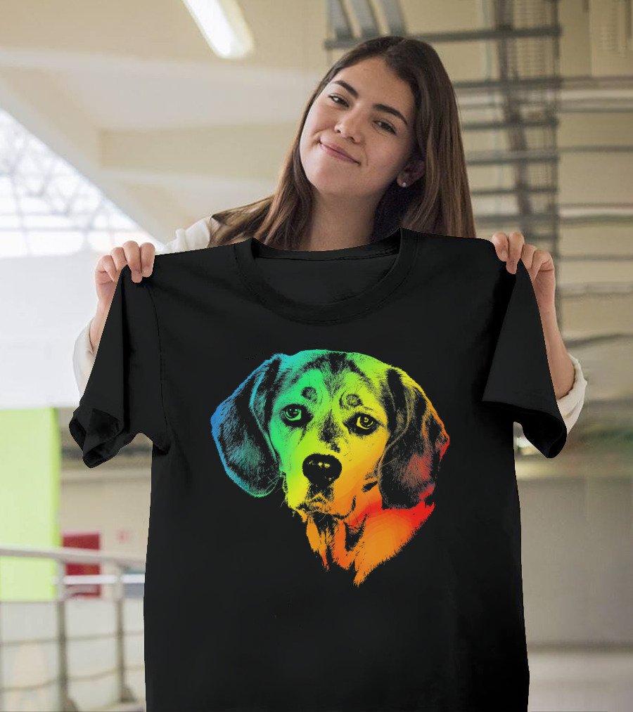BEAGLE Colorful Rainbow Dog T-Shirt